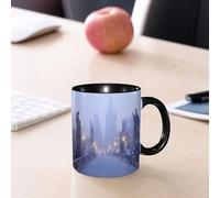 EMCLKS Ceramic Mug,tazas desayuno,taza te,tazas cafe,taza navidad,regalos originales mujer,regalos para parejas,Praga, brumosa al estilo europeo en la niebla matutina,330ml