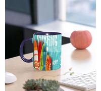 EMCLKS Ceramic Mug,tazas desayuno,taza te,tazas cafe,taza navidad,regalos originales mujer,regalos para parejas,Póster de surf de estilo vintage para club o tienda de surf. Tablas de surf de di,330ml