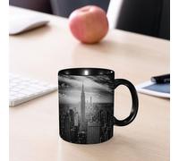 EMCLKS Ceramic Mug,tazas desayuno,taza te,tazas cafe,taza navidad,regalos originales mujer,regalos para parejas,Imagen retro en blanco y negro del horizonte de Nueva York,330ml