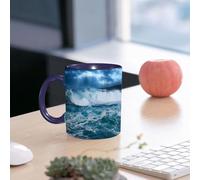 EMCLKS Ceramic Mug,tazas desayuno,taza te,tazas cafe,taza navidad,regalos originales mujer,regalos para parejas,Nubes oscuras y olas rompientes durante una tormenta en el océano Atlántico,330ml