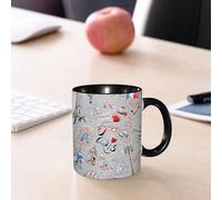 EMCLKS Ceramic Mug,tazas desayuno,taza te,tazas cafe,taza navidad,regalos originales mujer,regalos para parejas,Imagen temática de París, Francia, con perros con bandera francesa y Torre Eiffel,330ml