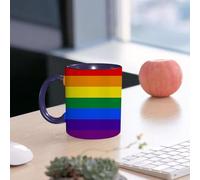 EMCLKS Ceramic Mug,tazas desayuno,taza te,tazas cafe,taza navidad,regalos originales mujer,regalos para parejas,Polaco LGBT Original 8 Colores del Amor Orgullo Gay Arcoíris Homosexualidad Asexu,330ml