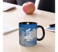 EMCLKS Ceramic Mug,tazas desayuno,taza te,tazas cafe,taza navidad,regalos originales mujer,regalos para parejas,Cita, tema de aviación, mantén la calma y sigue viajando, mensaje con ícono de av,330ml