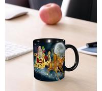 EMCLKS Ceramic Mug,tazas desayuno,taza te,tazas cafe,taza navidad,regalos originales mujer,regalos para parejas,Escena del trineo de Papá Noel en la que Papá Noel es arrastrado por el cielo con,330ml