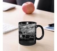 EMCLKS Ceramic Mug,tazas desayuno,taza te,tazas cafe,taza navidad,regalos originales mujer,regalos para parejas,Murale d'Arte,Panorama de Nueva York, Blanco y negro del horizonte de la ciudad d,330ml
