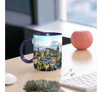 EMCLKS Ceramic Mug,tazas desayuno,taza te,tazas cafe,taza navidad,regalos originales mujer,regalos para parejas,El horizonte de Edimburgo visto desde Calton Hill, Escocia,330ml