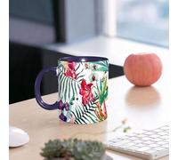 EMCLKS Ceramic Mug,tazas desayuno,taza te,tazas cafe,taza navidad,regalos originales mujer,regalos para parejas,Flor de acuarela, flores de orquídeas silvestres tropicales con hojas de palma, i,330ml
