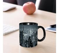EMCLKS Ceramic Mug,tazas desayuno,taza te,tazas cafe,taza navidad,regalos originales mujer,regalos para parejas,Vista aérea nocturna del horizonte de la ciudad de Hong Kong, famosa ciudad moder,330ml