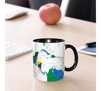 EMCLKS Ceramic Mug,tazas desayuno,taza te,tazas cafe,taza navidad,regalos originales mujer,regalos para parejas,Mapa, Mapa de América Central y las Islas del Caribe Países Ciudades Nombres Regi,330ml