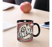 EMCLKS Ceramic Mug,tazas desayuno,taza te,tazas cafe,taza navidad,regalos originales mujer,regalos para parejas,Cartel de cine retro. Anuncio vectorial de película para un festival de verano. I,330ml
