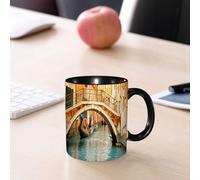 EMCLKS Ceramic Mug,tazas desayuno,taza te,tazas cafe,taza navidad,regalos originales mujer,regalos para parejas,Canales de Venecia, estilo góndola bajo el puente de arco,330ml