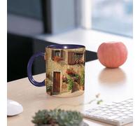 EMCLKS Ceramic Mug,tazas desayuno,taza te,tazas cafe,taza navidad,regalos originales mujer,regalos para parejas,Callejón pintoresco toscano con arquitectura mediterránea que florece en estilo i,330ml