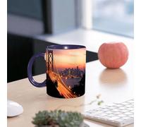 EMCLKS Ceramic Mug,tazas desayuno,taza te,tazas cafe,taza navidad,regalos originales mujer,regalos para parejas,El magnífico horizonte de la ciudad bajo el sol poniente en San Francisco,330ml