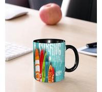 EMCLKS Ceramic Mug,tazas desayuno,taza te,tazas cafe,taza navidad,regalos originales mujer,regalos para parejas,Póster de surf de estilo vintage para club o tienda de surf. Tablas de surf de di,330ml