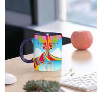 EMCLKS Ceramic Mug,tazas desayuno,taza te,tazas cafe,taza navidad,regalos originales mujer,regalos para parejas,Vulcano, Skyline de Nápoles y el Vesubio en la erupción del arco iris,330ml