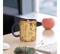 EMCLKS Ceramic Mug,tazas desayuno,taza te,tazas cafe,taza navidad,regalos originales mujer,regalos para parejas,Conjunto de mapas de islas, mapa del tesoro pirata dorado rústico y sucio muy det,330ml