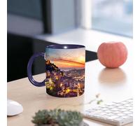 EMCLKS Ceramic Mug,tazas desayuno,taza te,tazas cafe,taza navidad,regalos originales mujer,regalos para parejas,Ciudad Vieja de Jerusalén Centro Histórico de la Ciudad Israel Vista al Atardecer,330ml