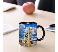 EMCLKS Ceramic Mug,tazas desayuno,taza te,tazas cafe,taza navidad,regalos originales mujer,regalos para parejas,Punto de referencia y atracción turística del Tower Bridge, Londres, Inglaterra.,330ml