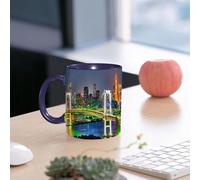 EMCLKS Ceramic Mug,tazas desayuno,taza te,tazas cafe,taza navidad,regalos originales mujer,regalos para parejas,Decoración de apartamentos, horizonte de Tokio con la Torre de Tokio y el Puente,330ml
