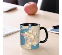 EMCLKS Ceramic Mug,tazas desayuno,taza te,tazas cafe,taza navidad,regalos originales mujer,regalos para parejas,Mapa de Francia - Ilustración vectorial detallada vintage,330ml