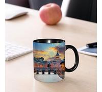 EMCLKS Ceramic Mug,tazas desayuno,taza te,tazas cafe,taza navidad,regalos originales mujer,regalos para parejas,Italia, Vaticano, Roma, vista nocturna, famosa basílica, re-cosido,330ml