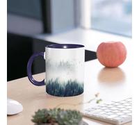 EMCLKS Ceramic Mug,tazas desayuno,taza te,tazas cafe,taza navidad,regalos originales mujer,regalos para parejas,Bosque y pájaros en la niebla, pájaros volando entre las nubes.,330ml