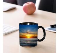 EMCLKS Ceramic Mug,tazas desayuno,taza te,tazas cafe,taza navidad,regalos originales mujer,regalos para parejas,Playa del Atlántico al atardecer. Concepto de vacaciones y disfrute de la vida.,330ml