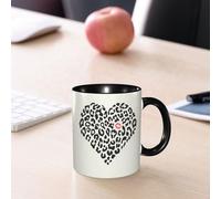 EMCLKS Ceramic Mug,tazas desayuno,taza te,tazas cafe,taza navidad,regalos originales mujer,regalos para parejas,Beso, patrón de piel de leopardo salvaje en forma de corazón y un Ki,330ml