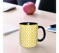 EMCLKS Ceramic Mug,tazas desayuno,taza te,tazas cafe,taza navidad,regalos originales mujer,regalos para parejas,Los patrones geométricos, el diseño repetitivo de formas de diamantes entrelazado,330ml