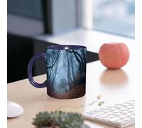 EMCLKS Ceramic Mug,tazas desayuno,taza te,tazas cafe,taza navidad,regalos originales mujer,regalos para parejas,Bosque sombrío y tenue de Crimea con arbustos arremolinados. Foto misteriosa y es,330ml