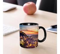 EMCLKS Ceramic Mug,tazas desayuno,taza te,tazas cafe,taza navidad,regalos originales mujer,regalos para parejas,Ciudad Vieja de Jerusalén Centro Histórico de la Ciudad Israel Vista al Atardecer,330ml