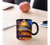 EMCLKS Ceramic Mug,tazas desayuno,taza te,tazas cafe,taza navidad,regalos originales mujer,regalos para parejas,Vista nocturna de los edificios antiguos del Coliseo de Roma,330ml