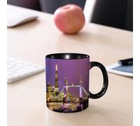 EMCLKS Ceramic Mug,tazas desayuno,taza te,tazas cafe,taza navidad,regalos originales mujer,regalos para parejas,Londres, Tower Bridge en Londres de noche, monumento histórico cultural europeo,330ml