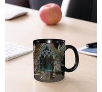 EMCLKS Ceramic Mug,tazas desayuno,taza te,tazas cafe,taza navidad,regalos originales mujer,regalos para parejas,Entorno de patio gótico, un hermoso manantial de piedra con un azul brillante rod,330ml