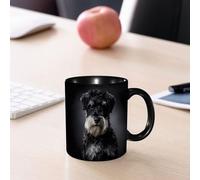 EMCLKS Ceramic Mug,tazas desayuno,taza te,tazas cafe,taza navidad,regalos originales mujer,regalos para parejas,Retrato de perro Schnauzer en gris oscuro, mascota adorable,330ml