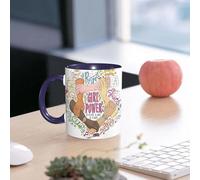 EMCLKS Ceramic Mug,tazas desayuno,taza te,tazas cafe,taza navidad,regalos originales mujer,regalos para parejas,Concepto de feminismo. Ilustración dibujada a mano de Girl Power. Ilustración col,330ml