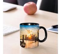 EMCLKS Ceramic Mug,tazas desayuno,taza te,tazas cafe,taza navidad,regalos originales mujer,regalos para parejas,El puente de Brooklyn y el horizonte del Bajo Manhattan al atardecer vistos desde,330ml