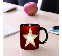 EMCLKS Ceramic Mug,tazas desayuno,taza te,tazas cafe,taza navidad,regalos originales mujer,regalos para parejas,Una estrella blanca con un marco dorado brillante y diamantes brillantes sobre un,330ml
