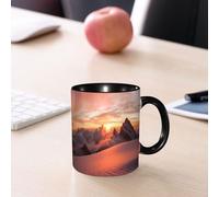 EMCLKS Ceramic Mug,tazas desayuno,taza te,tazas cafe,taza navidad,regalos originales mujer,regalos para parejas,Lake Decor, amanecer en los Alpes suizos con una vista mágica del paraíso natural,330ml