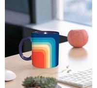 EMCLKS Ceramic Mug,tazas desayuno,taza te,tazas cafe,taza navidad,regalos originales mujer,regalos para parejas,El diseño degradado, una serie de cintas curvas que pasan del azul al rojo, crea,330ml
