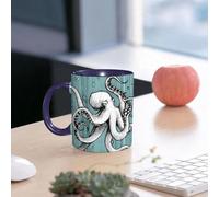 EMCLKS Ceramic Mug,tazas desayuno,taza te,tazas cafe,taza navidad,regalos originales mujer,regalos para parejas,Pulpo artístico, un complejo pulpo blanco y negro rodeado de burbujas sobre un fo,330ml