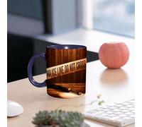 EMCLKS Ceramic Mug,tazas desayuno,taza te,tazas cafe,taza navidad,regalos originales mujer,regalos para parejas,Escena de asesinato, cinta de advertencia de seguridad en una escena del crimen,330ml