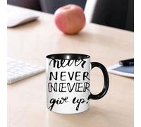 EMCLKS Ceramic Mug,tazas desayuno,taza te,tazas cafe,taza navidad,regalos originales mujer,regalos para parejas,Cita, Nunca abandones la frase con diferentes diseños tipográficos Motiv,330ml