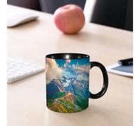 EMCLKS Ceramic Mug,tazas desayuno,taza te,tazas cafe,taza navidad,regalos originales mujer,regalos para parejas,Vista aérea de la carretera alpina Grossglockner. Alpes austriacos, Europa.,330ml