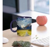EMCLKS Ceramic Mug,tazas desayuno,taza te,tazas cafe,taza navidad,regalos originales mujer,regalos para parejas,La escena curativa del camino abierto y las montañas cubiertas de nieve.,330ml