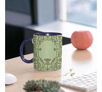 EMCLKS Ceramic Mug,tazas desayuno,taza te,tazas cafe,taza navidad,regalos originales mujer,regalos para parejas,Marco botánico Art Nouveau con piñas, estilo antiguo, inspirado en la naturaleza,330ml