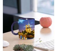 EMCLKS Ceramic Mug,tazas desayuno,taza te,tazas cafe,taza navidad,regalos originales mujer,regalos para parejas,Catedral de Notre Dame al anochecer en París Francia Riverside Scen,330ml