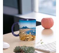 EMCLKS Ceramic Mug,tazas desayuno,taza te,tazas cafe,taza navidad,regalos originales mujer,regalos para parejas,El encantador paisaje de Nápoles, sus edificios históricos y su concurrido puerto,330ml