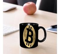 EMCLKS Ceramic Mug,tazas desayuno,taza te,tazas cafe,taza navidad,regalos originales mujer,regalos para parejas,La visión simbólica de Bitcoin bajo la luna Bitcoin contiene moneda digital, Moon,330ml