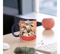 EMCLKS Ceramic Mug,tazas desayuno,taza te,tazas cafe,taza navidad,regalos originales mujer,regalos para parejas,Dibuja un personaje de diseño de gato lindo en una hermosa taza de té. Aislado en,330ml